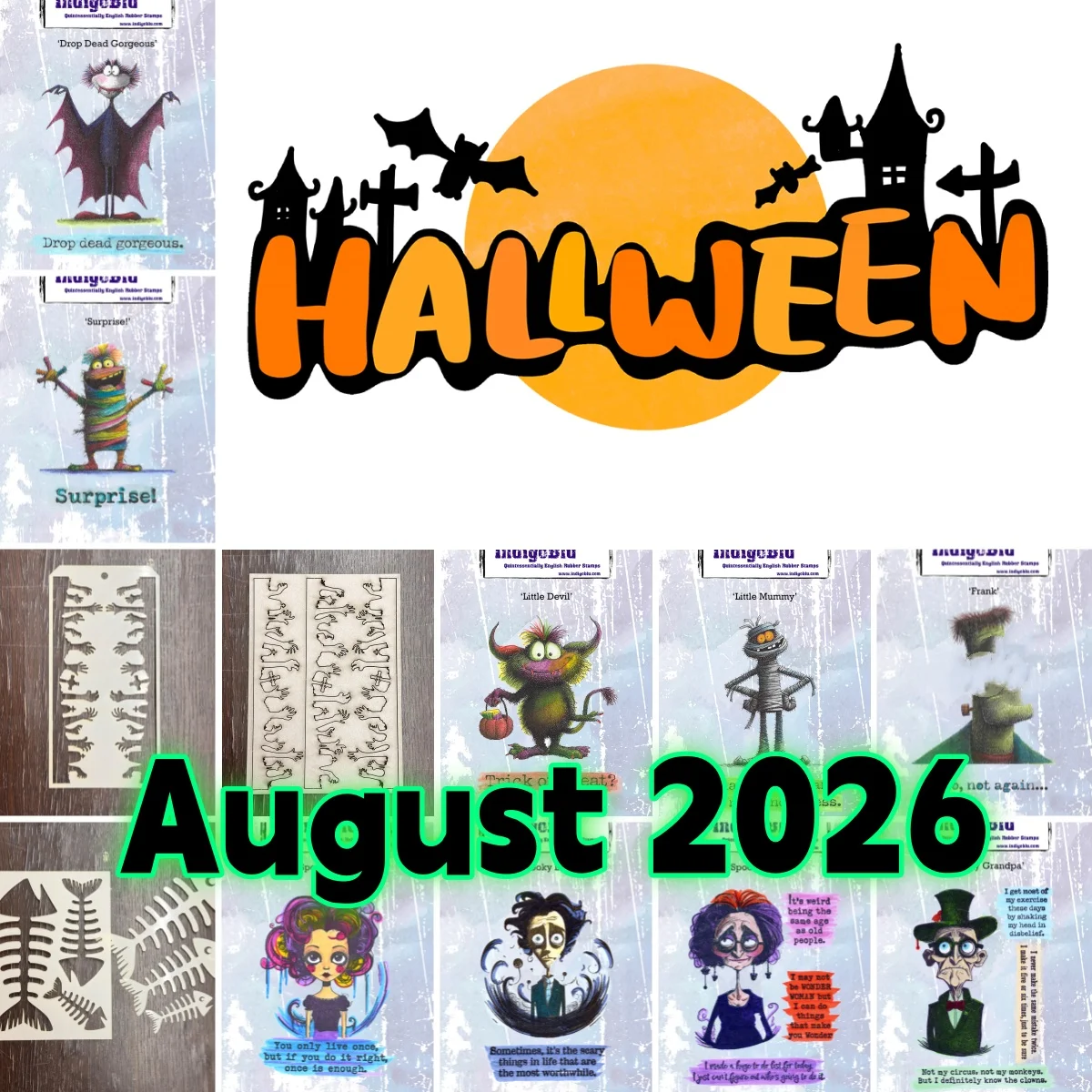 Halloween Devil Bat Mummy Fish Bones Clear Stamps Stencil For DIY Greeting Card Making Card Scrapbook Embossed August 2026 New