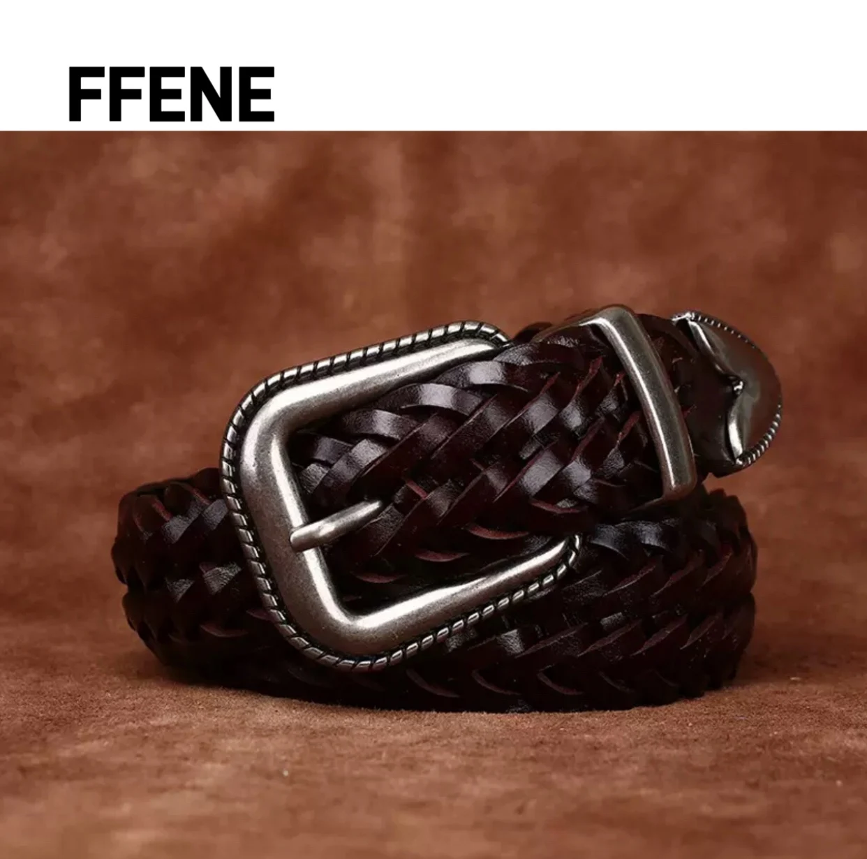 

Couple hand-woven luxury genuine leather belt men's fashion trend woven belt women's all-around pure cowhide neutral pants belt