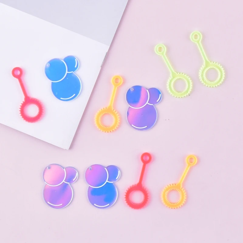 10pcs Color Bubble Machine Bubble Acrylic Charms Pendant for Women DIY Jewelry Making