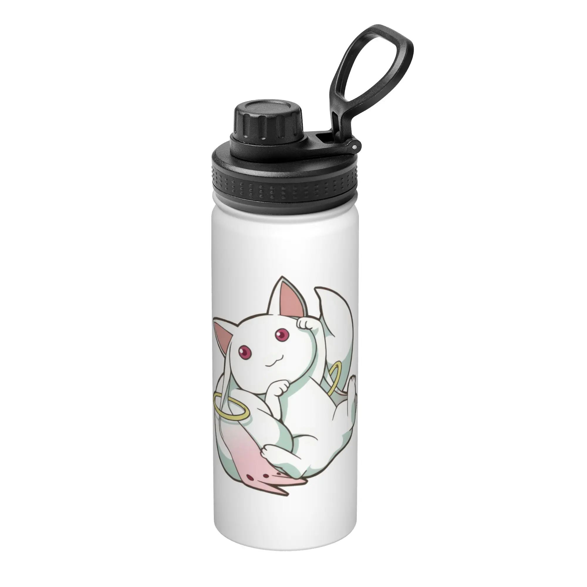 Termo Deportivo Aislado Kyuubey Face de 18 oz, Tazas de Café de Anime Puella Magi Madoka Magica, Termo Escolar Antiderrames