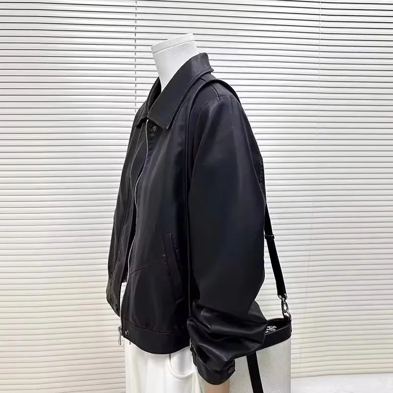 2025 nuove donne giacca di pelle dell'unità di elaborazione delle donne coreano autunno moda breve casual tutto-fiammifero in pelle femminile in pelle allentata signora Outerwea