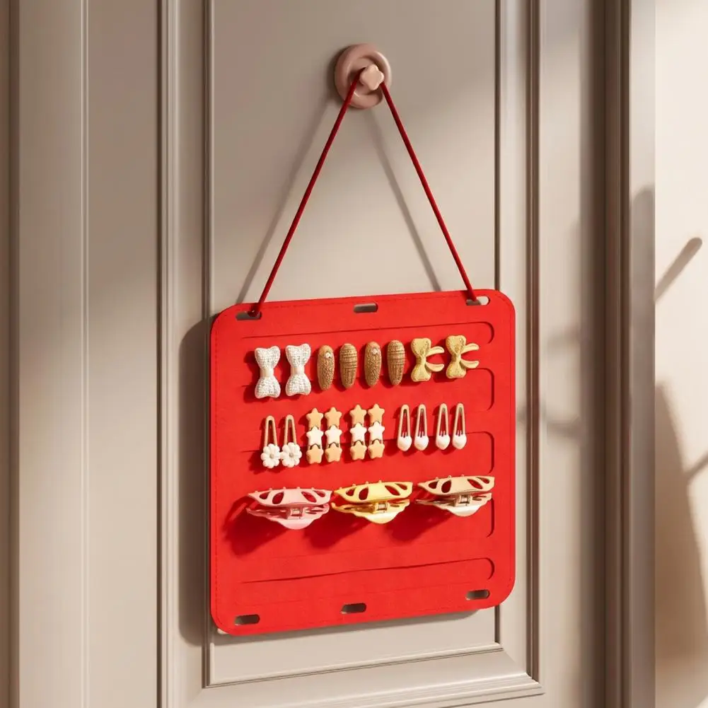 Felt Hair Accessory Organizer Hair Accessories Storage Bag with Multi-color Felt Partitions Wall Hanging Organizer for Hairclips