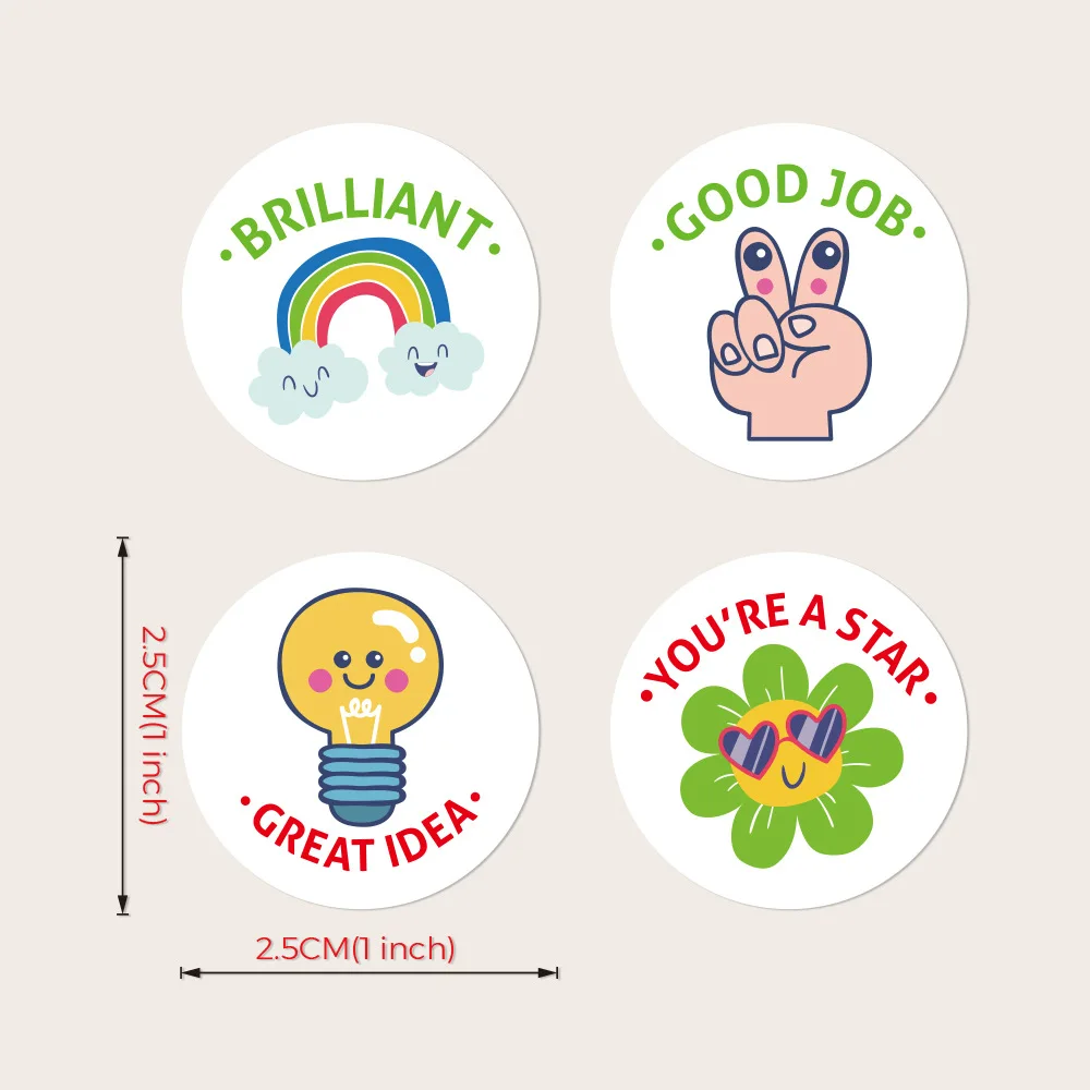 100-500Pcs 1inch Good Job Praise Up Cute Reward Stickers Roll Reward Student Stationery Seal Lables