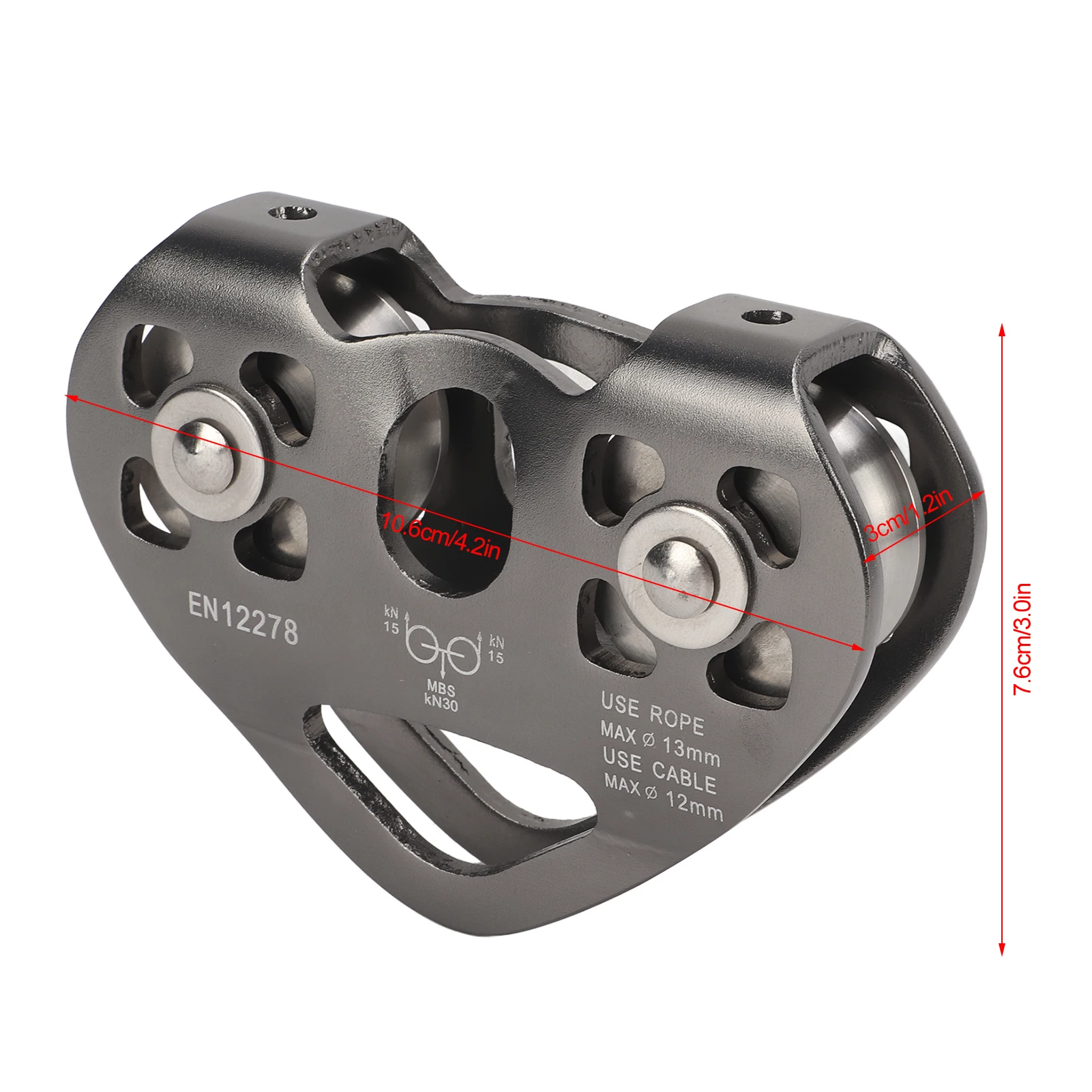 بكرة دوارة من الألومنيوم لتسلق الجبال ، عربة مزدوجة السرعة بالترادفي ، بكرة لتسلق الصخور