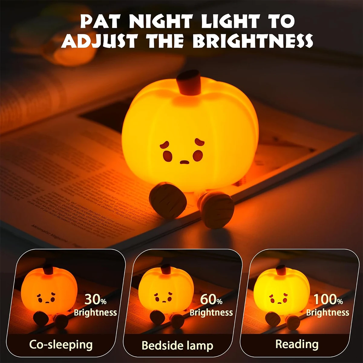 Pop Rechargeable Halloween Led Night Light Soft Lamp Silicone Bedside For Kids Pumpkin Portable Nursery Cartoon For Children Bed