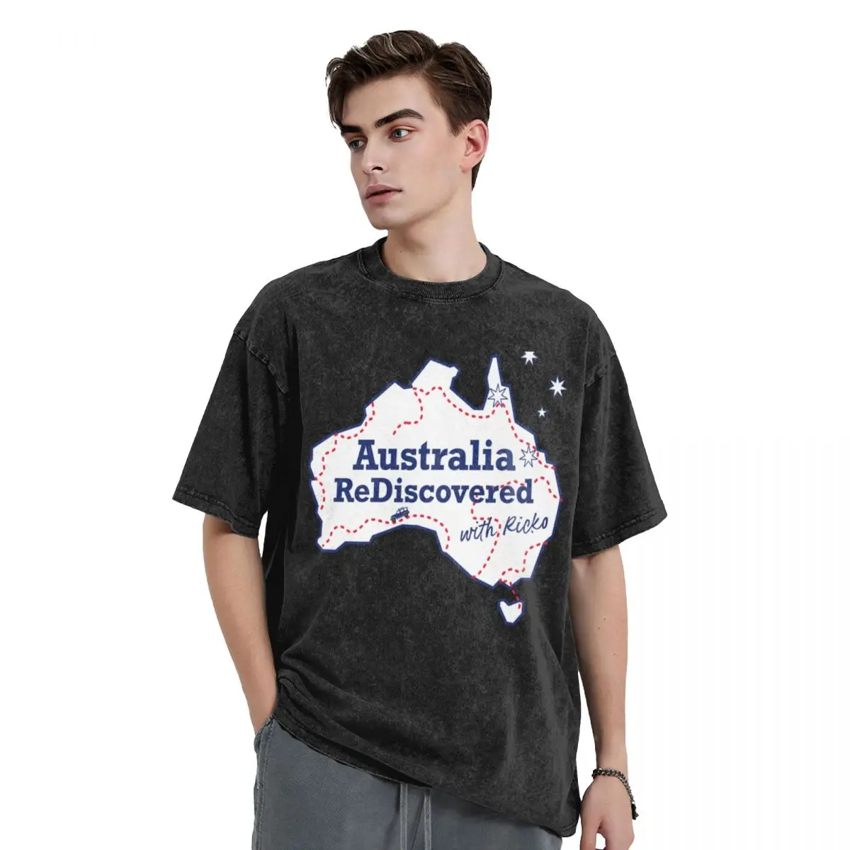 

Australia Rediscovered with Ricko TV Logo T-Shirt summer top baggy shirts mens tall t shirts