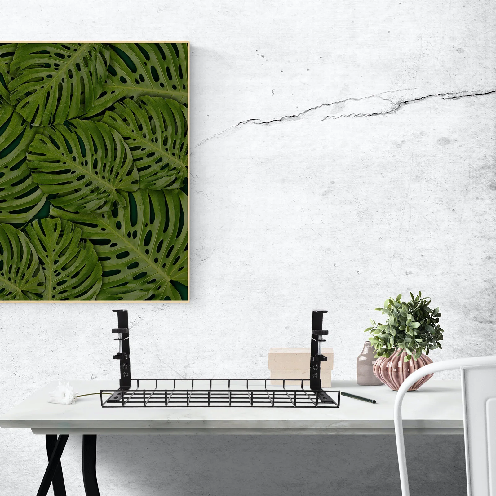 

Under Desk Cable Management Tray Organizer Tidy Power Cords Adapters USB Hubs Compact Design Durable Premium Material Practical