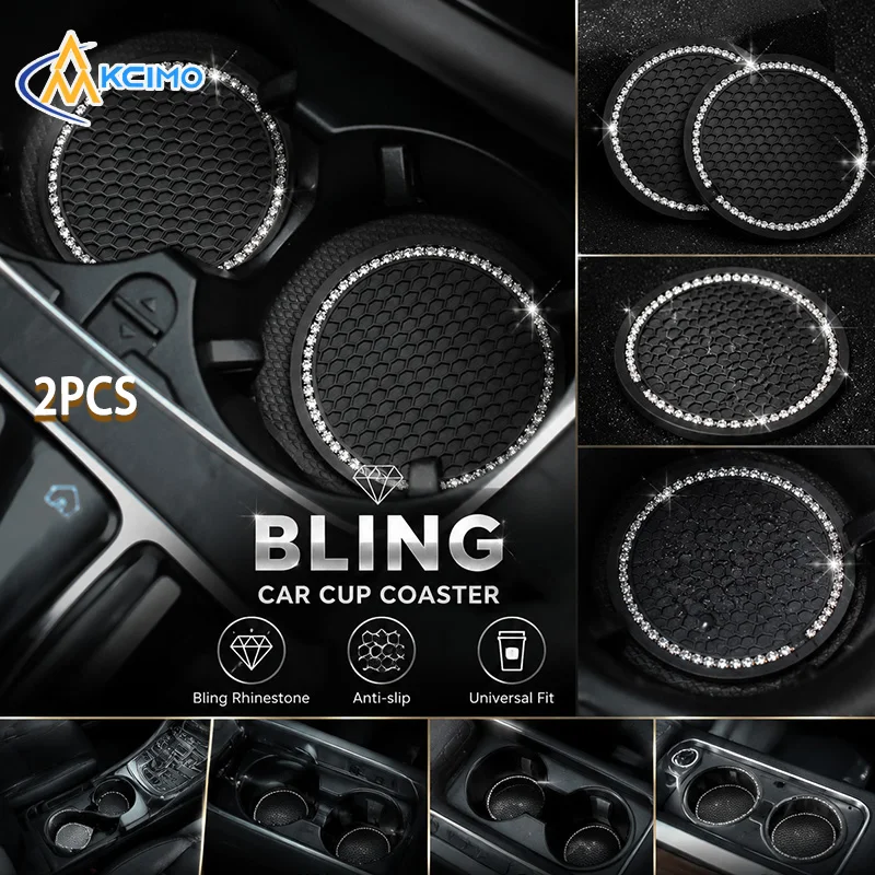 Bling Rhinestone Car Cup Coaster Universal Silicone Anti Slip Cup Holder Mat Car Interior Decor