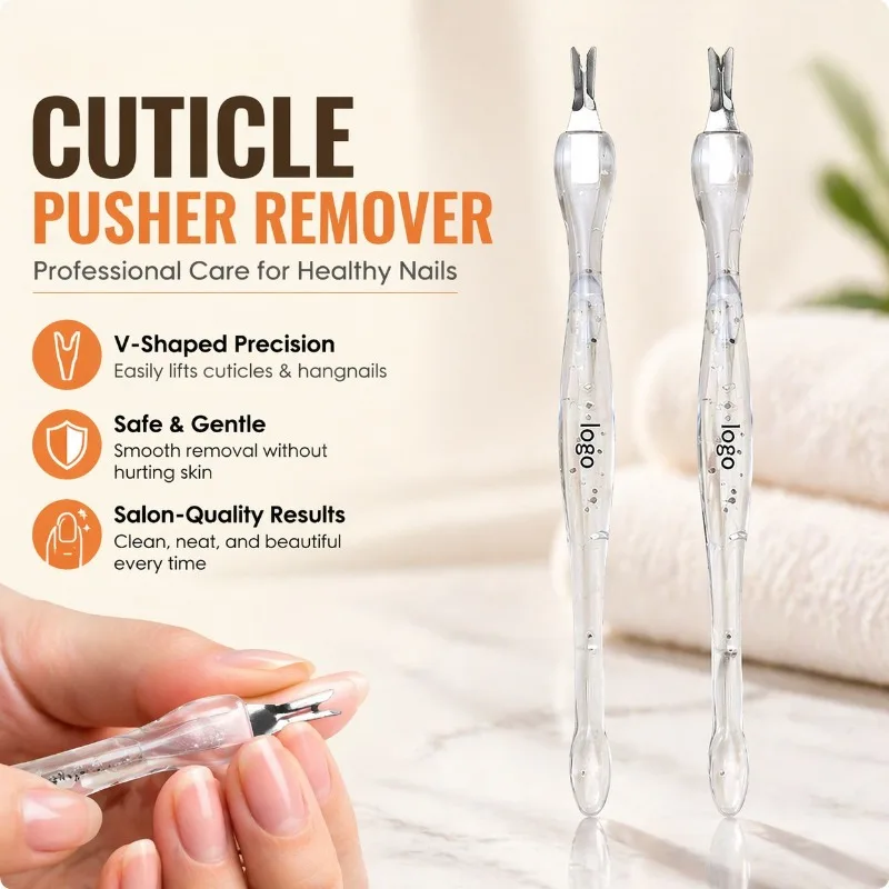Cuticle Pusher Remover, Stainless Steel Dead Skin Scraper, Manicure Tool for Cutting Cuticles & Hangnails, V-Shaped