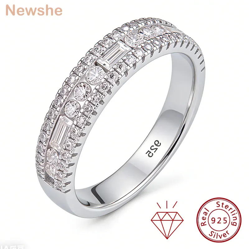 

Newshe GRA Certified Moissanite Wedding Bands 925 Sterling Silver 14K Yellow Gold Plated Promise Engagement Rings