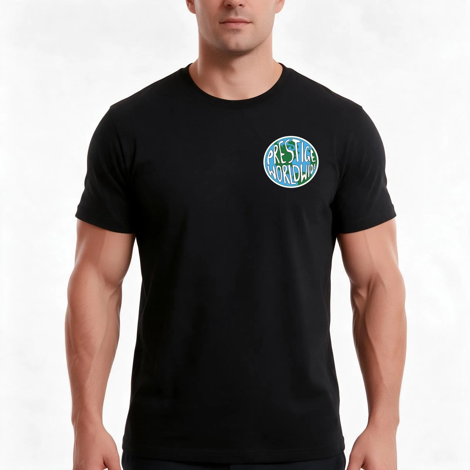 Prestige Wordwide T-Shirt, Summer Casual Cotton Tee, Oversized Streetwear Tops, Vintage Graphic Print, Loose Fit Short Sleeve