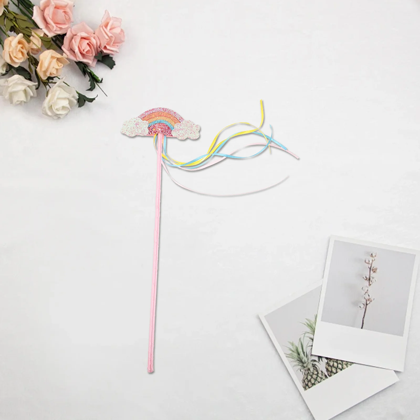 

Princess Wand Rainbow Ribbons Fairy Dress Up Accessory Costume Party Favor Decorations Sparkling Wand For