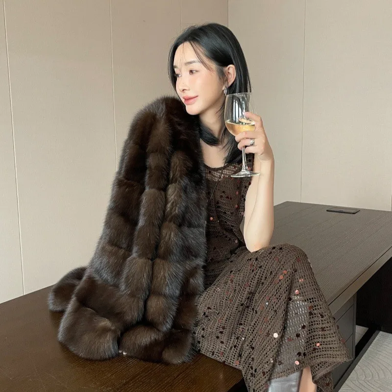 New style of mixed fur coat short leather thickened women's dress collar