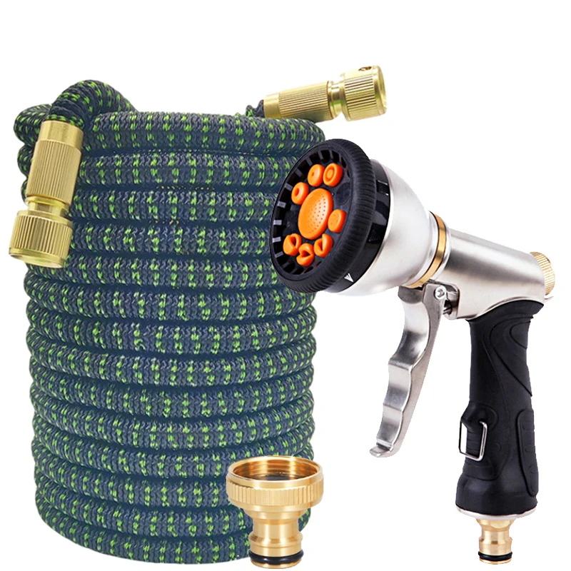 

Расширяющийся гибкий волшебный шланг 25 футов-100 футов, металлический водяной пистолет для мойки автомобилей с различными функциями распыления для полива сада