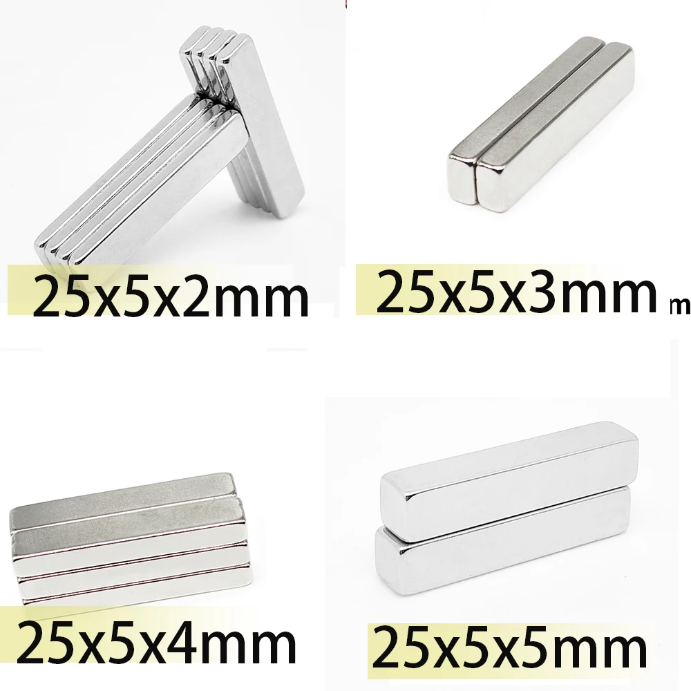 n35  25x5x2 25x5x3 25x5x4 25x5x5  Neodymium Bar Block Strong motor Magnets Search Magnetic Bar Ndfeb Square Project Fridge 25x5