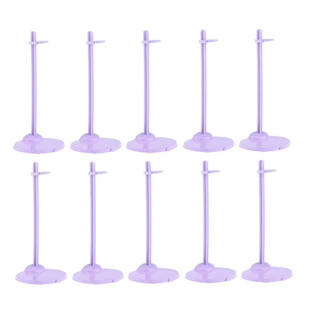 12inch Doll Stand Holder With Plastic Adjustable Clasps - Fits 1/6 Scale Fashion Dolls and Action Figures - Set of 10 Pieces