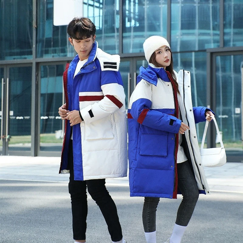 

Fashionable and warm coat Men's long thickened large-sized trendy casual sporty hooded couple warm high-end young men's coat