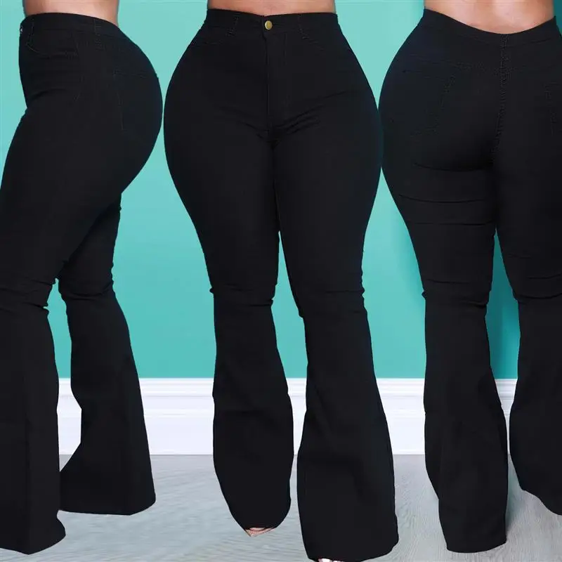 

Faionable Autumn Winter Women's Jeans Flared Pants High Waist Long Trousers Bla Color PT7078 Wi Cross-Border eBay