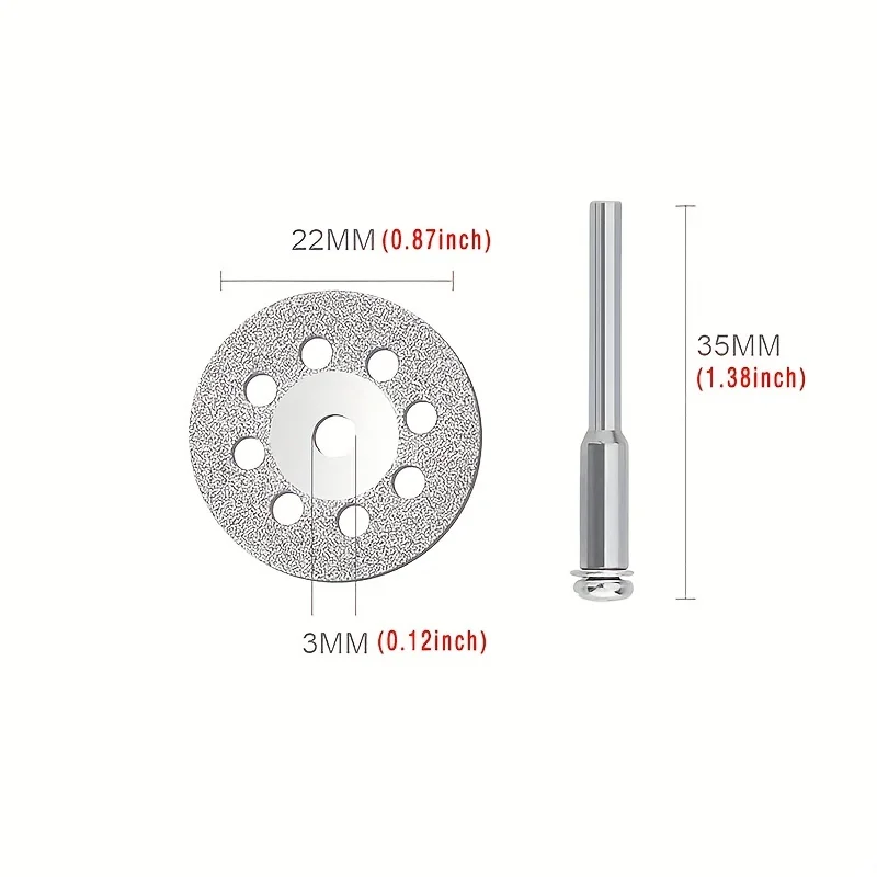 10 Pieces 16-30mm Mini Sharp Hole and No Hole Diamond Cutting Rotary Tool Cutting Disc DIY Tool Accessories with 2 Rods