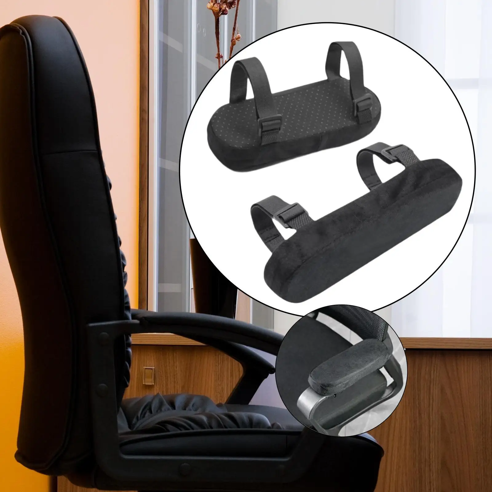 Nonslip Velvet Armrest Pad Memory Foam Elbow Cushion Chair Armrest Cover for Office or Dining Chair
