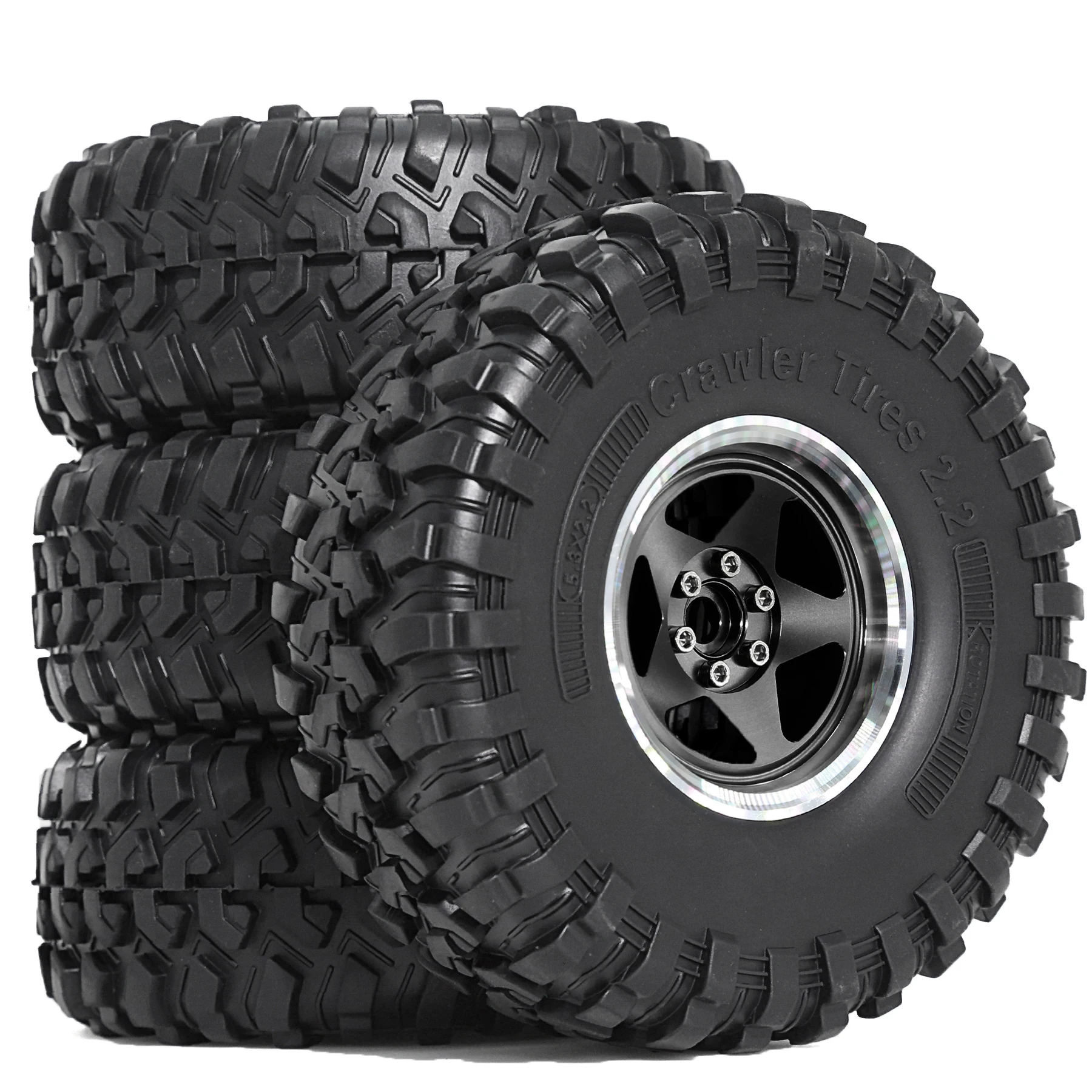 RED SPIDER 4Pcs 2.2  Rubber Mud Terrain Tyres and Aluminum Alloy Beadlock Wheels OD 135mm For Traxxas TRX6 Axial SCX10 II III