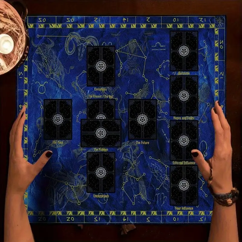 VIKAMA Blue Zodiac Zodiac Zodiac Tarot Tablecloth Altar Divination Spiritual Meditation Underworld Divination Desktop Layout