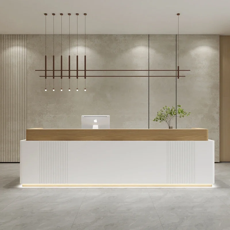 White Front Reception Desk Podium Lectern Checkout Register Shop Counter Hair Salon Pulpitos Meuble Caisse Office Desk Furniture