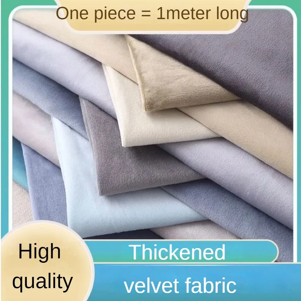 ผ้ากํามะหยี่โดยเมตรสําหรับโซฟาตกแต่งผ้าม่านผ้าปูโต๊ะ DIY เย็บหนาสิ่งทอธรรมดาสีดําสีขาวฤดูหนาว