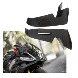1Pair Carbon Fiber Spoiler Winglets With Vent Twill Motorcycle Accessories Front Lip Wind Wing Cover For Aprilia RS 660 rs660