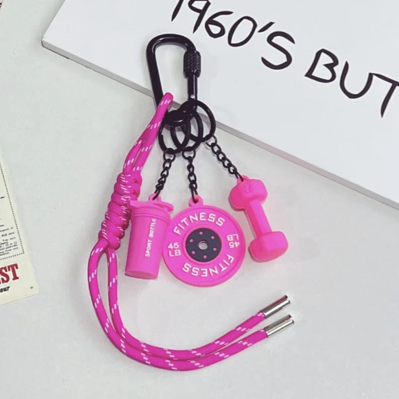 Charm Taschenanhänger Schlüsselanhänger Neue Mode Sport Rucksack Anhänger Niedlicher rosa Schlüsselanhänger Sport Cup Hantel – Detail 7