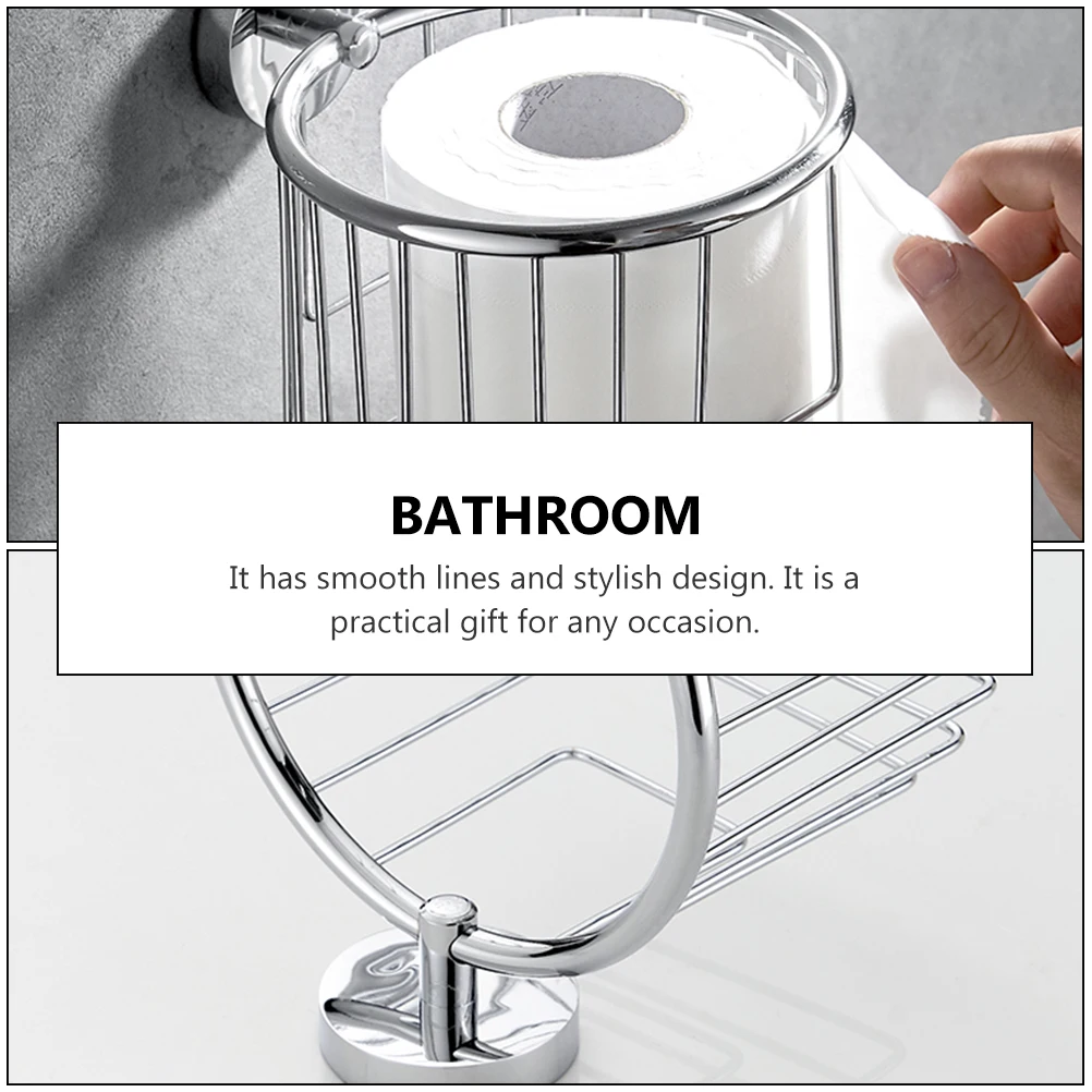 

Wall-Mounted Tissue Holder Silver Non-Perforated Roll Paper Organizer Smooth Modern Design Bathroom Accessories Toilet Supplies