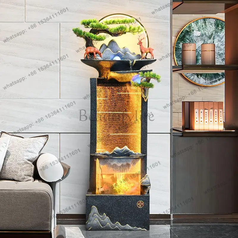 LS Chinese simple living room flowing water fish tank water office entrance fountain lucky water feature