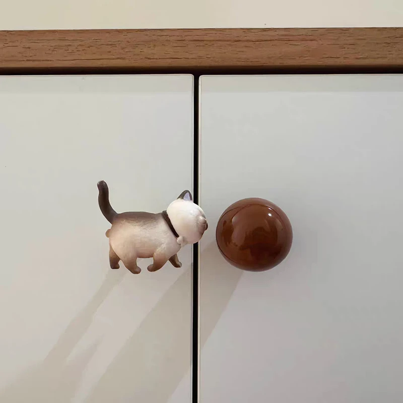 Cat Drawer Knob Cabinet Pull Handle Creative Cartoon Animal Ceramic Pull for Kids Room