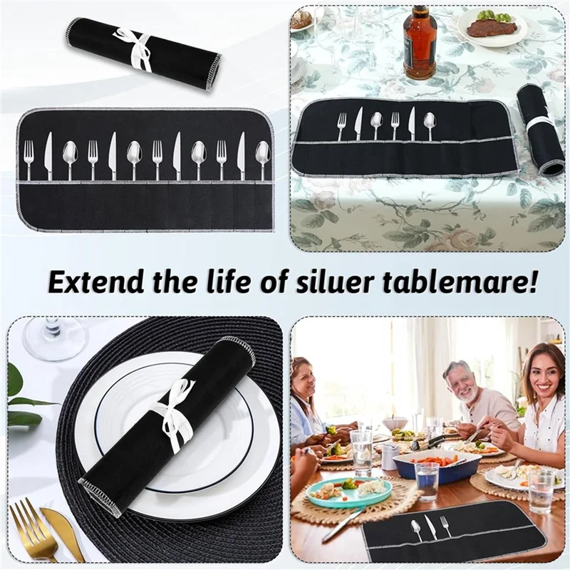 

Silver Storage Bags Silver Storage Cloth Felt Flatware Organizer Anti Tarnish Silver Protector Bags 8Pcs