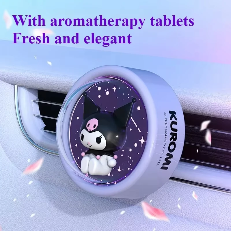 

Kuromi Car Aromatherapy Luminous Fresh Air Atmosphere Light Female Kawaii Air Outlet Fragrance Anime Ornaments Car Decoration