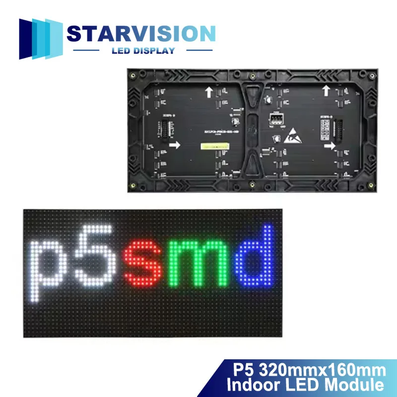 

P5 Indoor RGB LED Module 320*160mm 64x32 Pixels 1/16 Scan SMD Full Color Matrix Display Panel