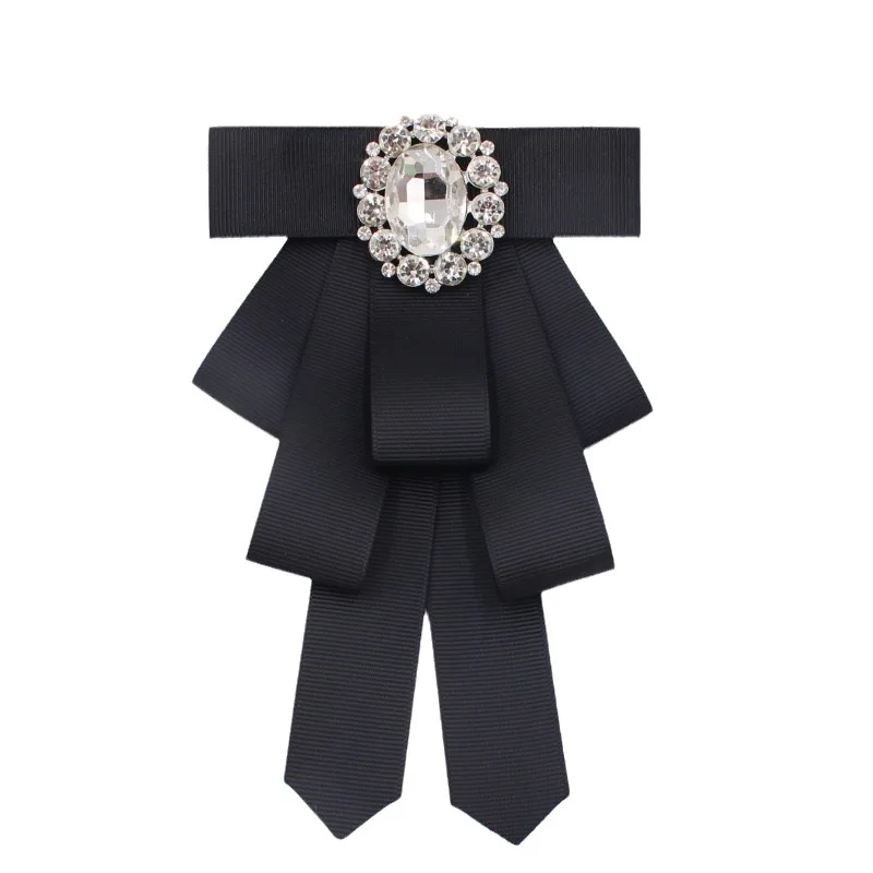 

Korean British Bow Tie Brooch Black Threaded Rhinestone Bow-tie Fashion Women's College Style Shirt Accessories Collar Flowers