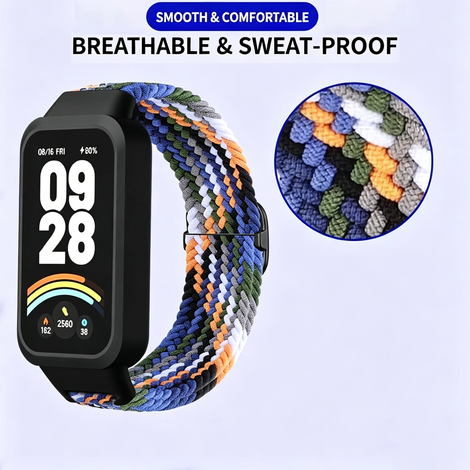 Ersatzarmband für Xiaomi Smart Band 9 Active, Nylon-Geflechtarmband, Uhrenarmband, Gürtel für Redmi Smart Band 3, Armband, Correa – Detail 1
