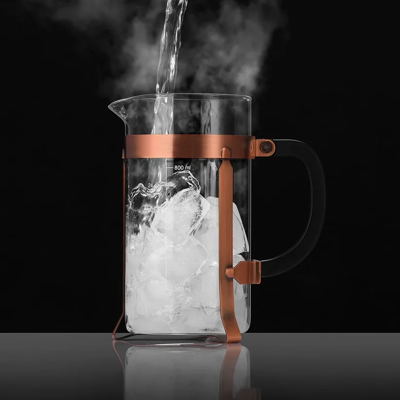 600/1000ml French Press Pot High Borosilicate Glass Pot Household Double-layer Filter Screen Hand Brewed Coffee Pot
