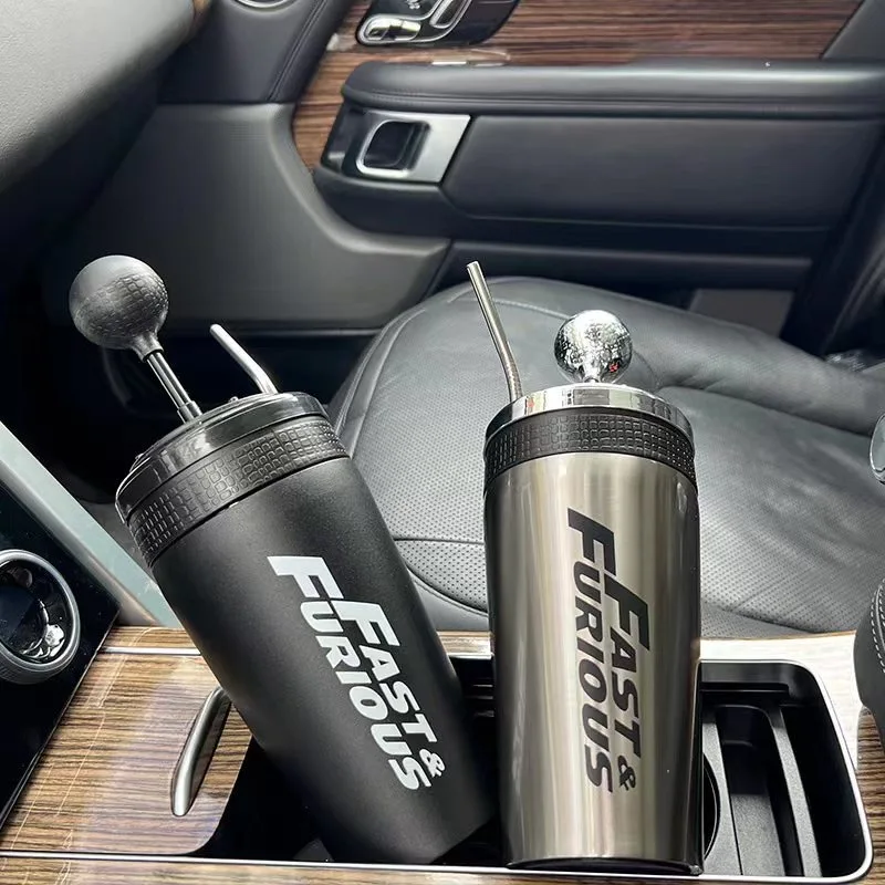 304 antibacterial stainless steel car coffee cup with large capacity, creative straw cup, American shift cup