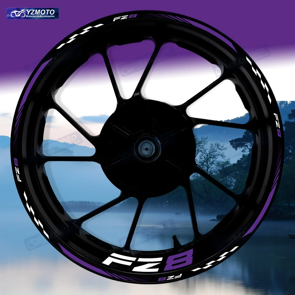 Für FZ8 Motorrad 17-Zoll-Aufkleber für Vorder- und Hinterrad, Racing-Naben-Aufkleber, modifizierte dekorative reflektierende wasserdichte Felgenaufkleber
