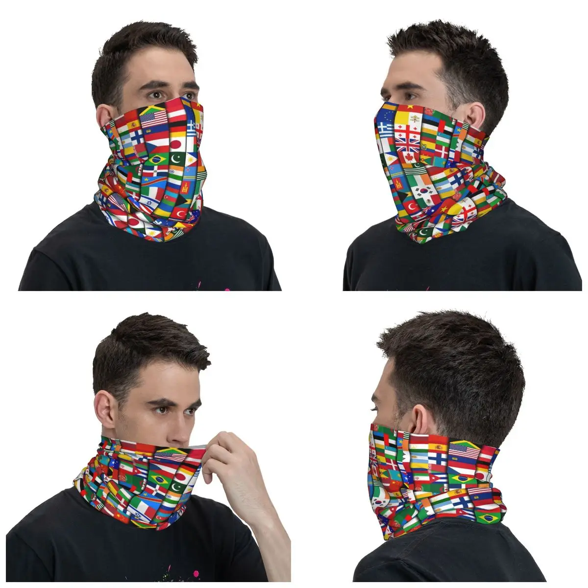 Custom 60 Flags Of The Countries Of The World Winter Headband Neck Warmer Hunting Tube Scarf International Face Bandana Gaiter