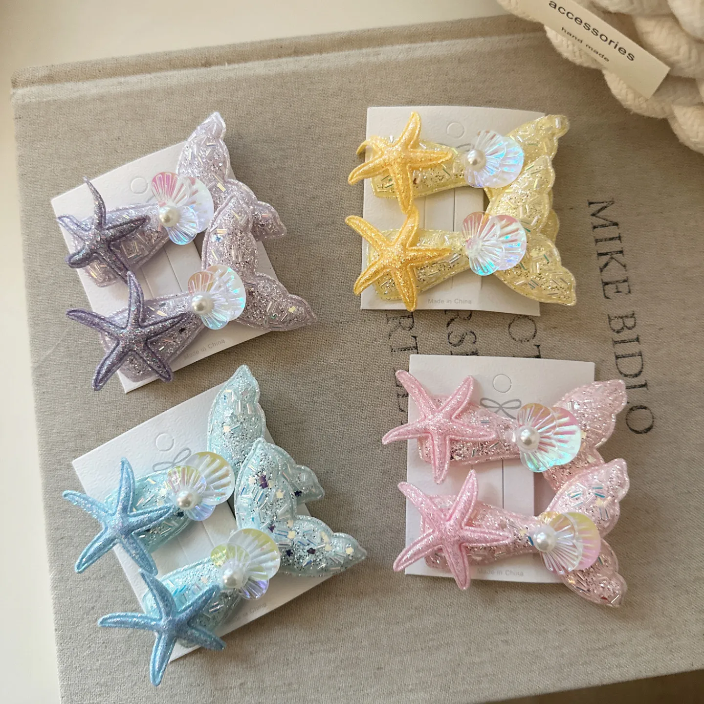 Sparkle Starfish Mermaid Tail Hair Clip for Bangs Flyaway Side Cute Beach Photoshoot Accessory Lightweight Resin