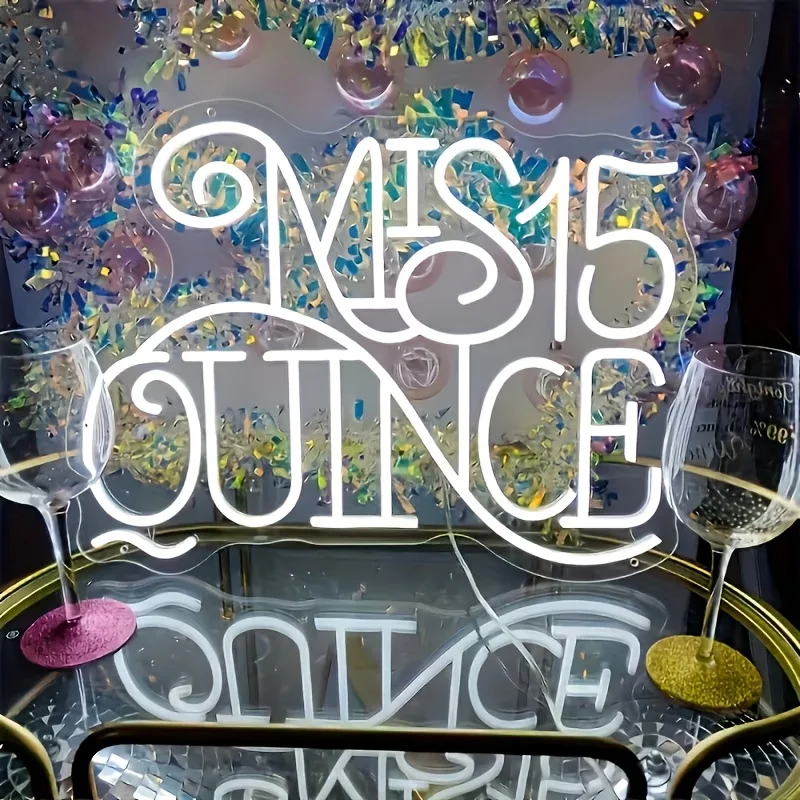 Mis 15 Quince Neon Sign, USB Powered LED Wall Decoration, Suitable For Rooms Bars Parties Christmas Wedding Holiday