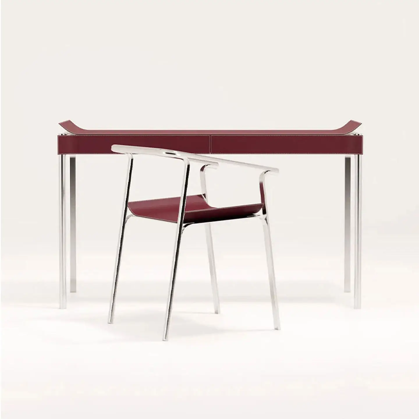 Designer Modern Italian Minimalist High-end Stainless Steel Saddle Book Chair Home Armchair Dining Chair Negotiation Chair