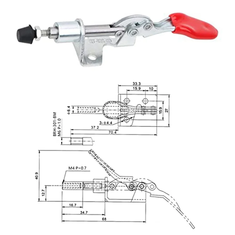 5 PCS Pull Latch 301AM Adjustable Toggle Clamp Stroke Clamp Push Pull Toggle Clamp Quick Release Hand Tool