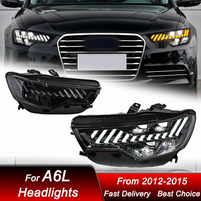

Pop Car Headlights For Audi A6 A6L C7 2012-2015 To A7 Style Full LED Headlamp Assembly Upgrade High Projector Lens Accessories K