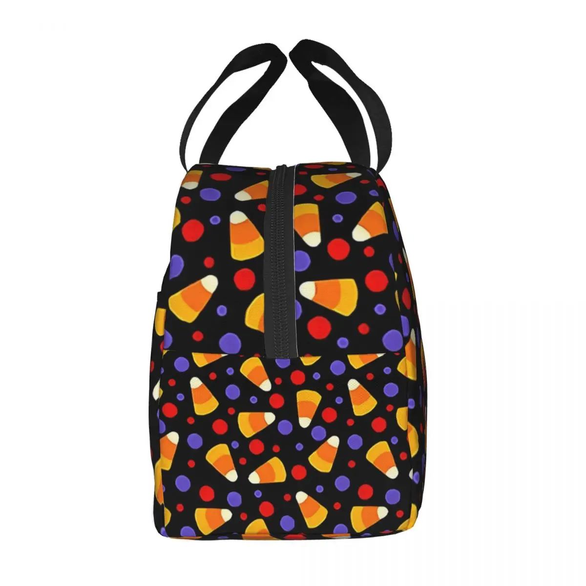 Custom Halloween Candy Corn On Black Witchful Thinking Insulated Lunch Tote Bag for Portable Thermal Cooler Bento Box Kids