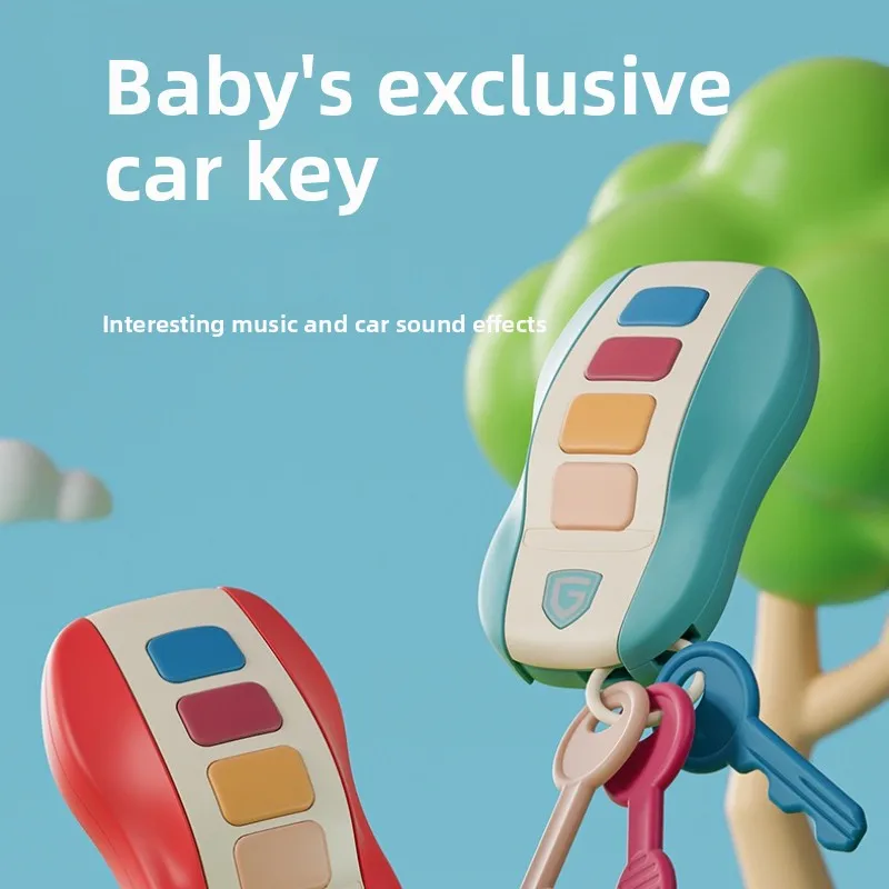 Früherziehung für Kinder, Simulationsauto, Fernbedienungsschlüssel, weicher Zahnkleber, kann importiert werden, Spielzeug-Baby-Puzzle mit Musikfunktion