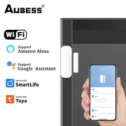AUBESS Tuya Smart WiFi Door/Window Sensor Door Magnetic Alarm Detector Smart Home Automation Work With Alexa Google SmartLife